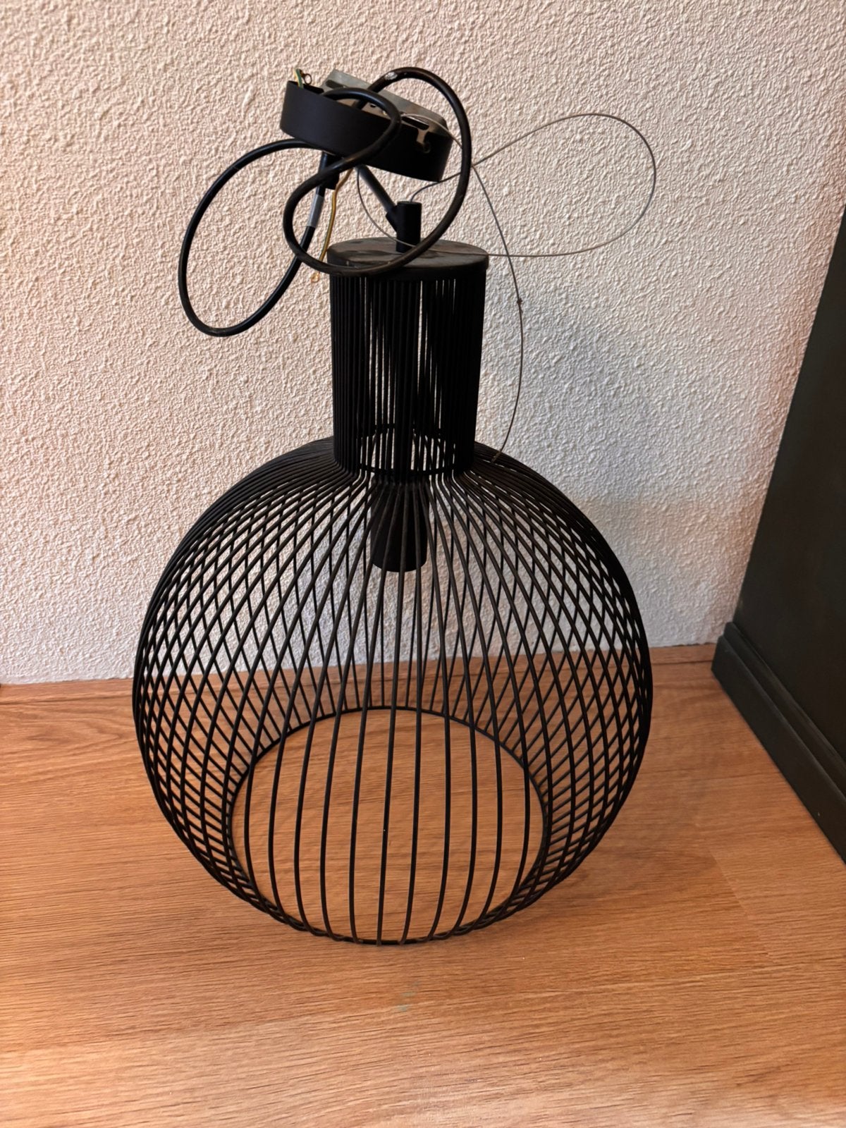 Hanglamp zwart metaal, Huis en Inrichting, Lampen | Hanglampen, Ophalen, Zo goed als nieuw, Metaal