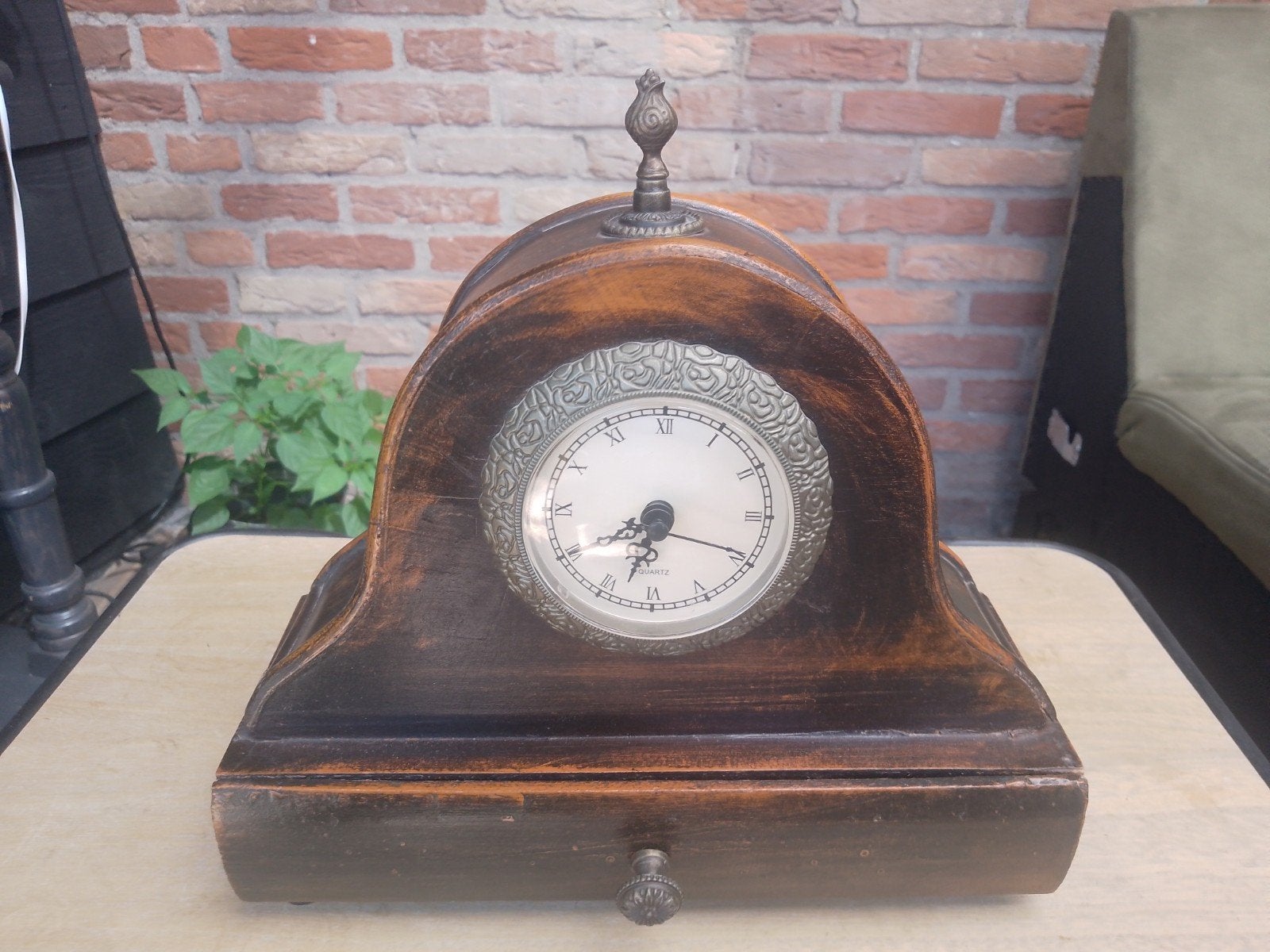 HOUTEN SCHOUW KLOK met lade, Ophalen of Verzenden