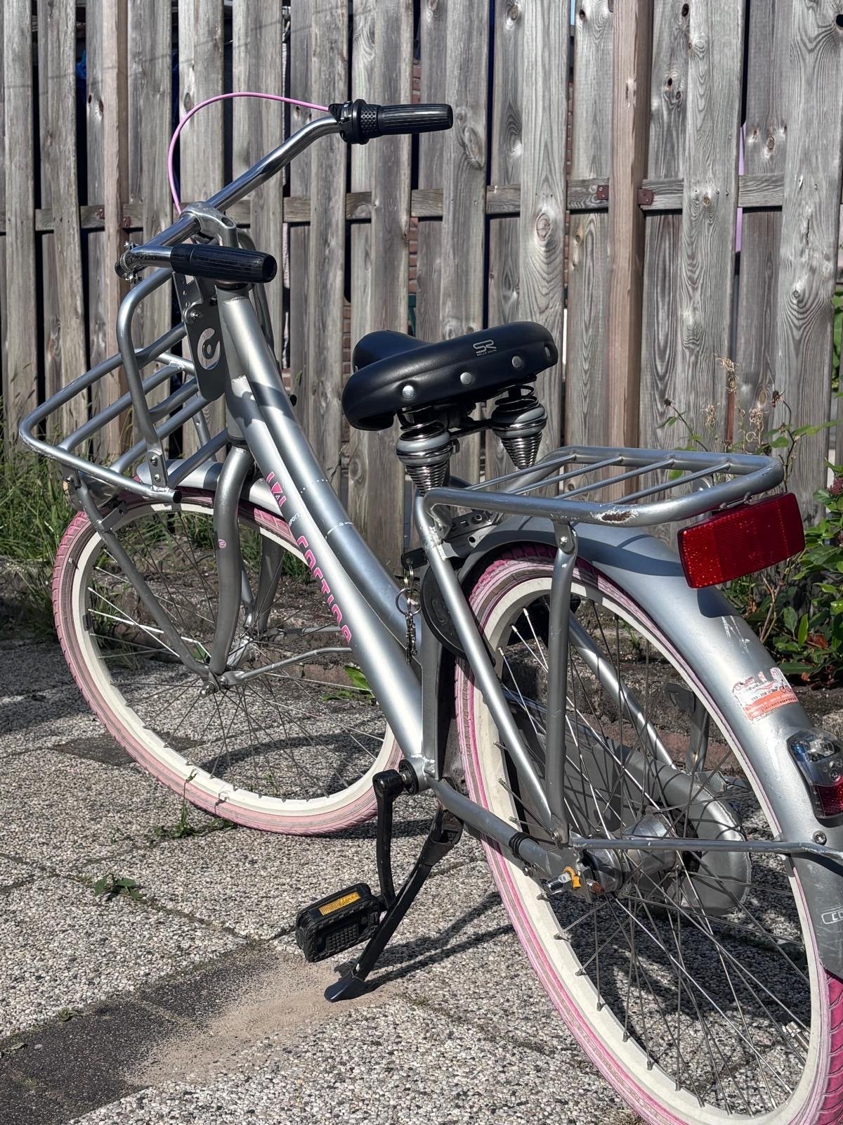 Cortina U4 Transportfiets Dames - Zilver met roze accenten, Terugtraprem, Gebruikt, 50 tot 53 cm, Ophalen