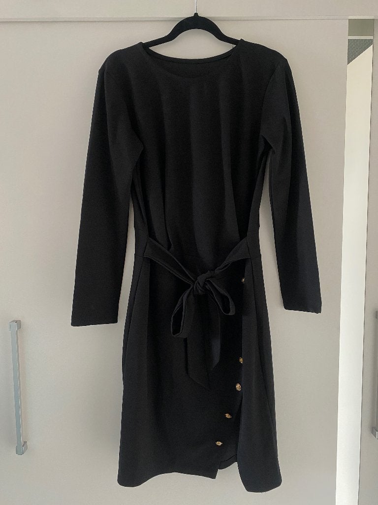 little black dress lange mouwen jurk met knopen mt 40, Kleding | Dames, Maat 38/40 (M), Made in Italy, Zwart, Ophalen of Verzenden