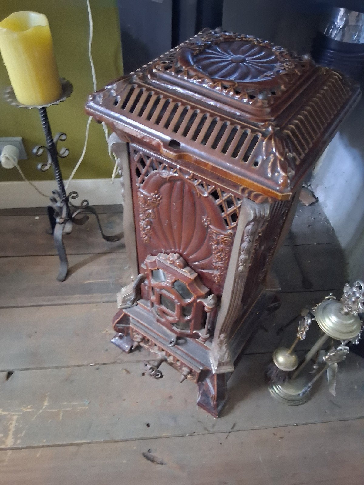 antieke emaille kolen/houtkachel, Huis en Inrichting, Kachels, Ophalen, Gebruikt, Hout, Houtkachel