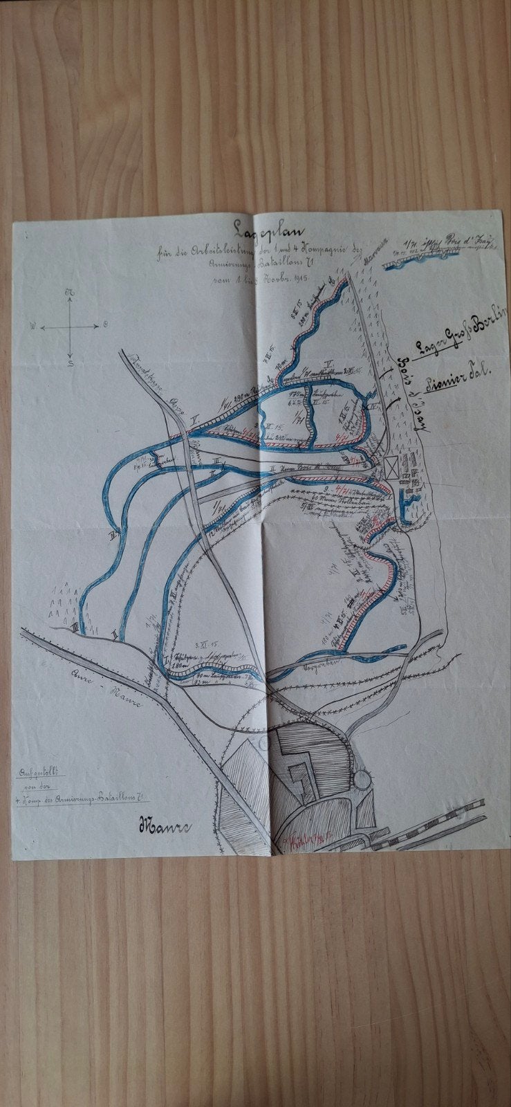 Handgetekende Duitse kaart wo1 ww1, Ophalen of Verzenden, Landmacht, Duitsland, Foto of Poster