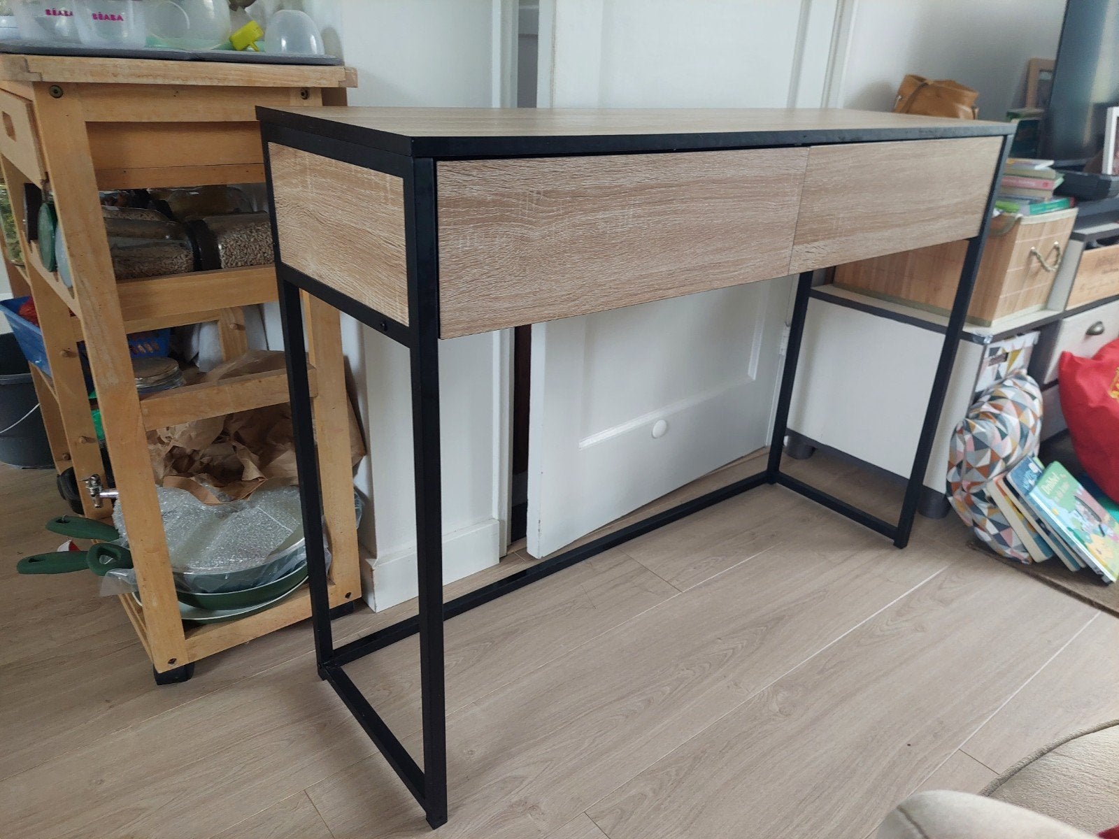 console tafel met 2 lades - 110x35x80 cm, Huis en Inrichting, Tafels | Sidetables, Overige houtsoorten, Gebruikt, 100 tot 150 cm