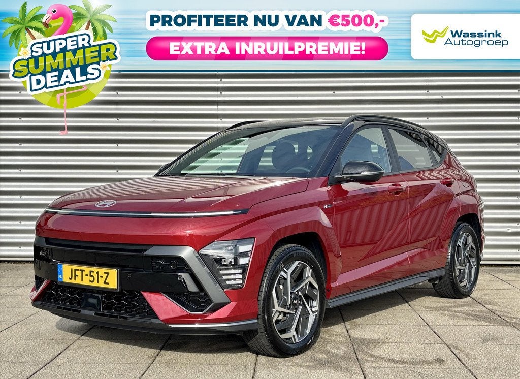 Hyundai Kona 1.6 GDI HEV 141pk DCT Automaat N-Line Two-Tone, Auto's, Hyundai, Gebruikt, 2 kWh, Lichtsensor, Bedrijf
