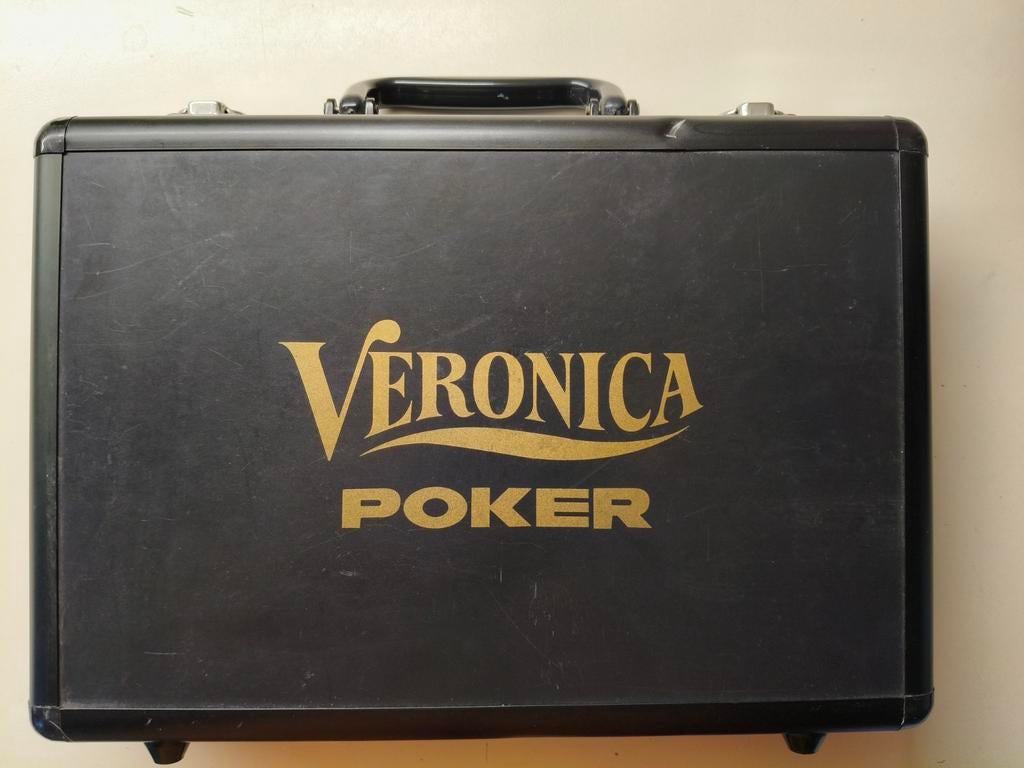 Veronica Poker Set in Koffer - Compleet met Chips en Kaarten, Vijf spelers of meer, Ophalen of Verzenden, Gebruikt, Veronica