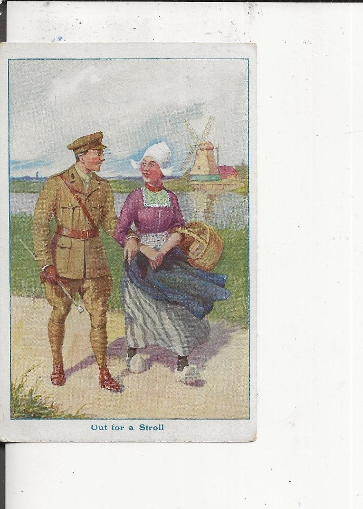 Scheveningen Britse militair met lief maken een ommetje, Ophalen of Verzenden, 1920 tot 1940, Ongelopen, Zuid-Holland