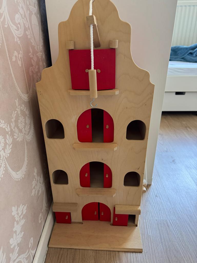 Playwood Houten Pakhuis / Grachtenpand met Katrol, Ophalen of Verzenden, Zo goed als nieuw, Poppenhuis