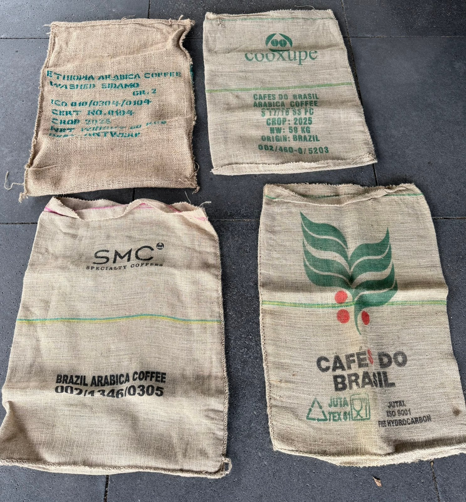 4 jute zakken lege koffiezakken, Ophalen of Verzenden, Zo goed als nieuw