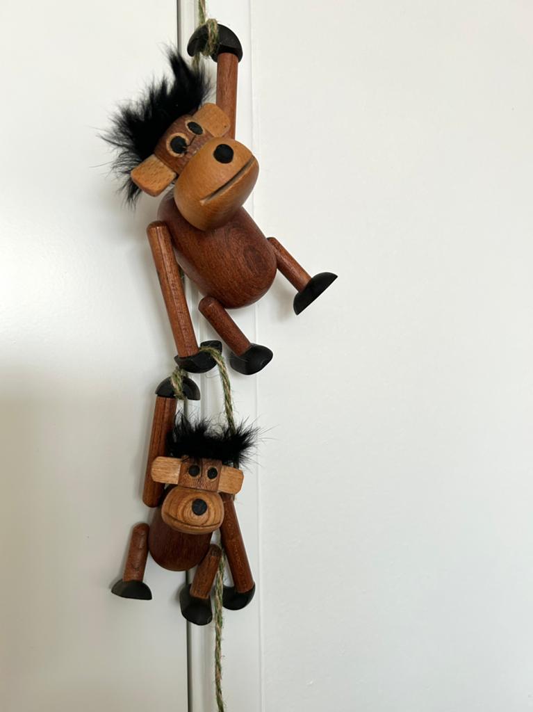 2 Vintage houten klim- Aapjes, Deens/jaren 60, Ophalen of Verzenden, Zo goed als nieuw