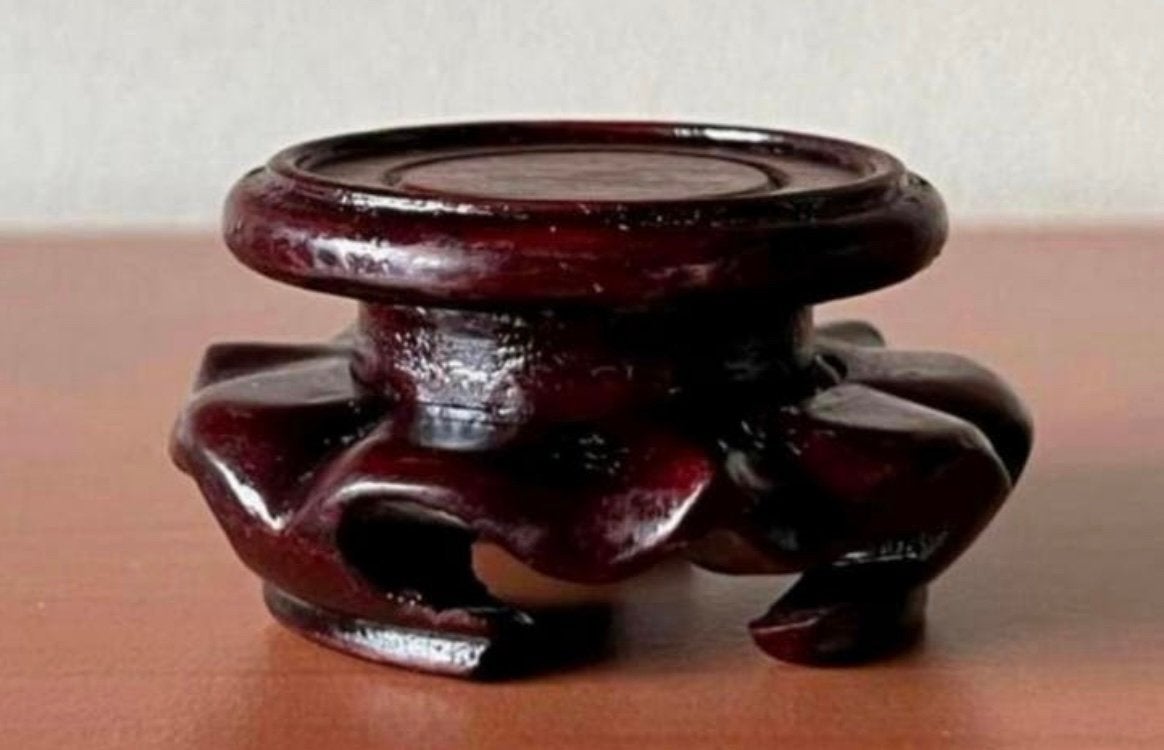 Bonsai Mame tafeltje rood-bruin gelakt hout 6x3,4, Overige materialen, Rond, Ophalen of Verzenden, Zo goed als nieuw