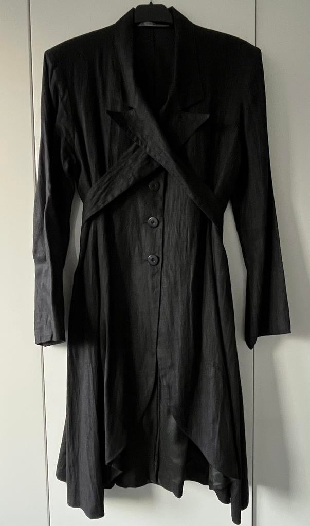Nieuwe zwarte linnen jas Cora Kemperman, maat XL, Kleding | Dames, Ophalen of Verzenden, Nieuw, Maat 46/48 (XL) of groter, Zwart