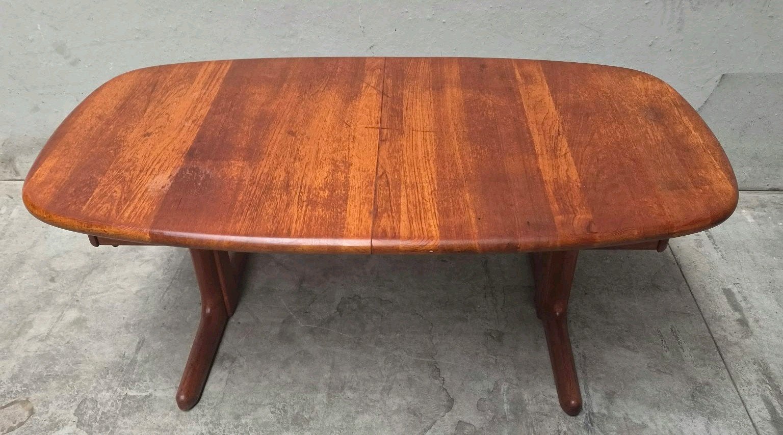 Vintage Design massief teakhoute salon/eettafel + inlay, Ophalen