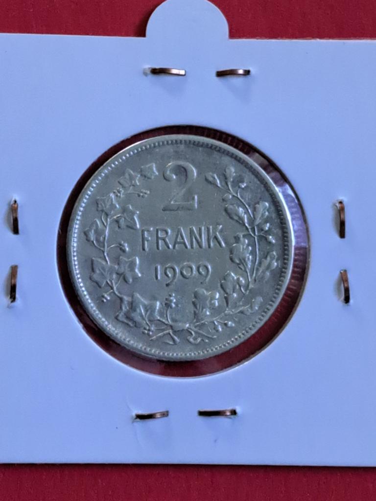 België 2 frank 1909, Postzegels en Munten, Munten | België, Zilver, Ophalen of Verzenden, Losse munt, Zilver
