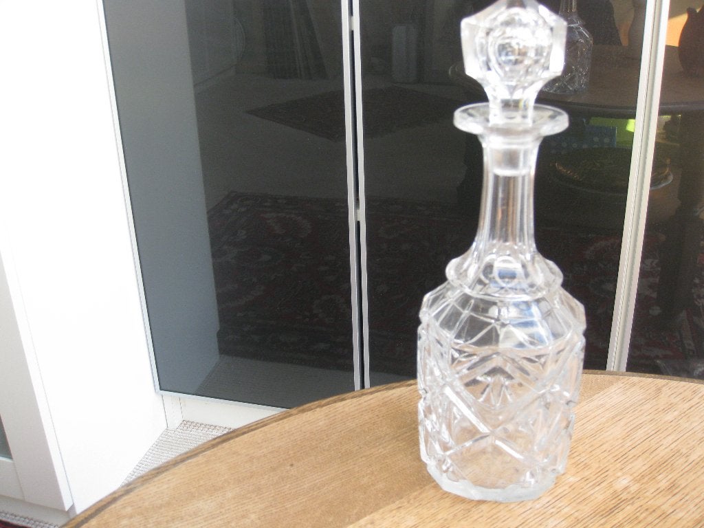 Mooi geslepen kristallen karaf met bijzondere stop., Ophalen of Verzenden