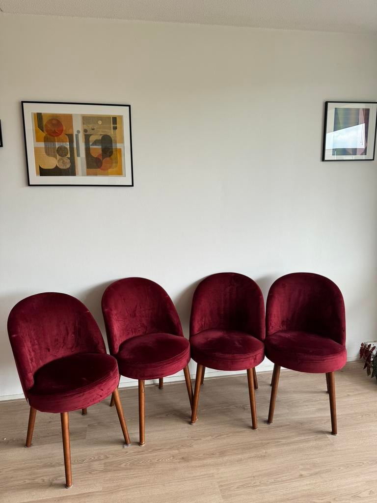 Velvet Dutchbone stoelen, Ophalen, Zo goed als nieuw, Rood, Vier