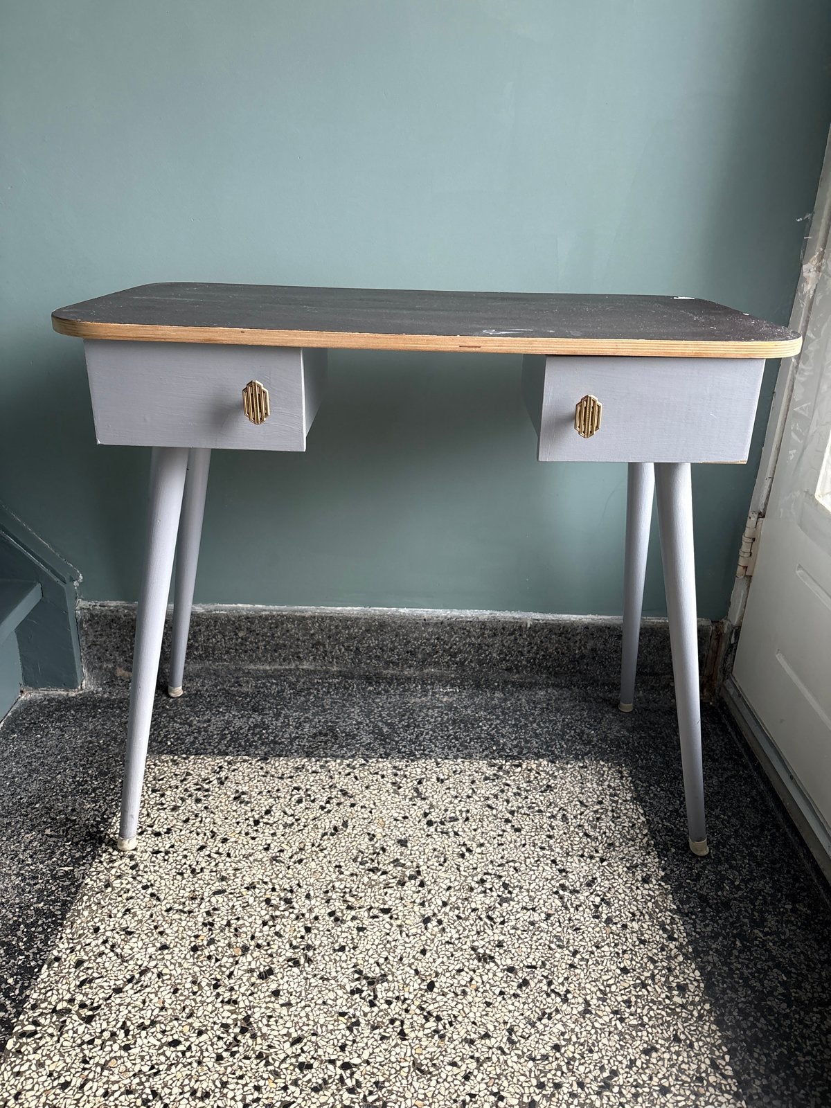 Vintage kaptafel / bureau met lades, Ophalen, Gebruikt, 100 tot 150 cm, Minder dan 100 cm