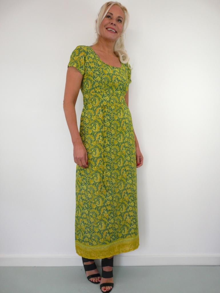 *Abfab Vintage Groene Jurk 38*, Kleding | Dames, Jurken, Zo goed als nieuw, Maat 38/40 (M), Groen, Onder de knie, Ophalen of Verzenden