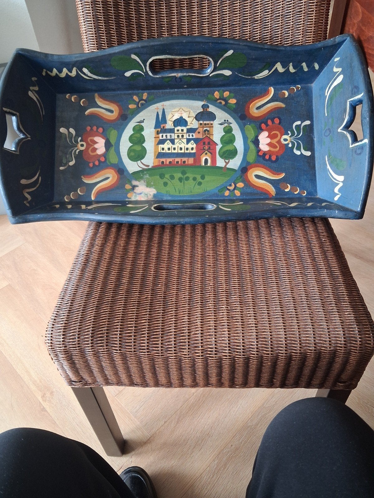 Dienblad blauw, Ophalen, Nieuw, Rechthoekig, Hout