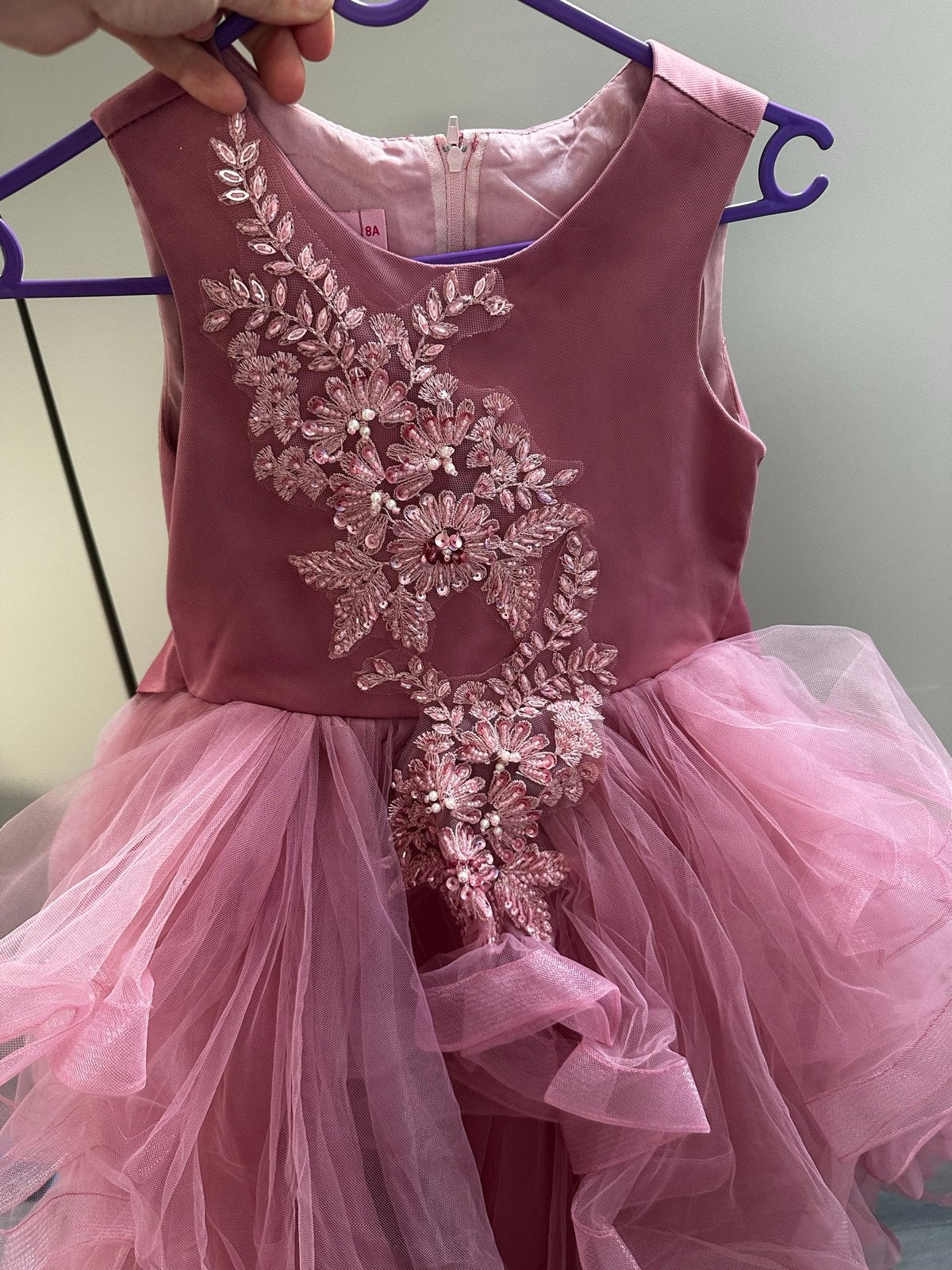 Prachtige Roze Tule Jurk met Borduurwerk Bolero bruidsjurk, Ophalen, Zo goed als nieuw, Meisje, Jurk of Rok