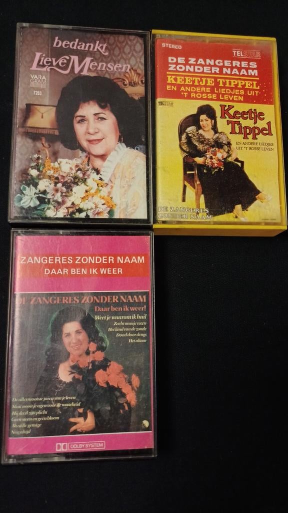 Zangeres Zonder Naam - 3 originele bandjes, Cd's en Dvd's, Cassettebandjes, Gebruikt, 2 t/m 25 bandjes, Ophalen of Verzenden, Origineel