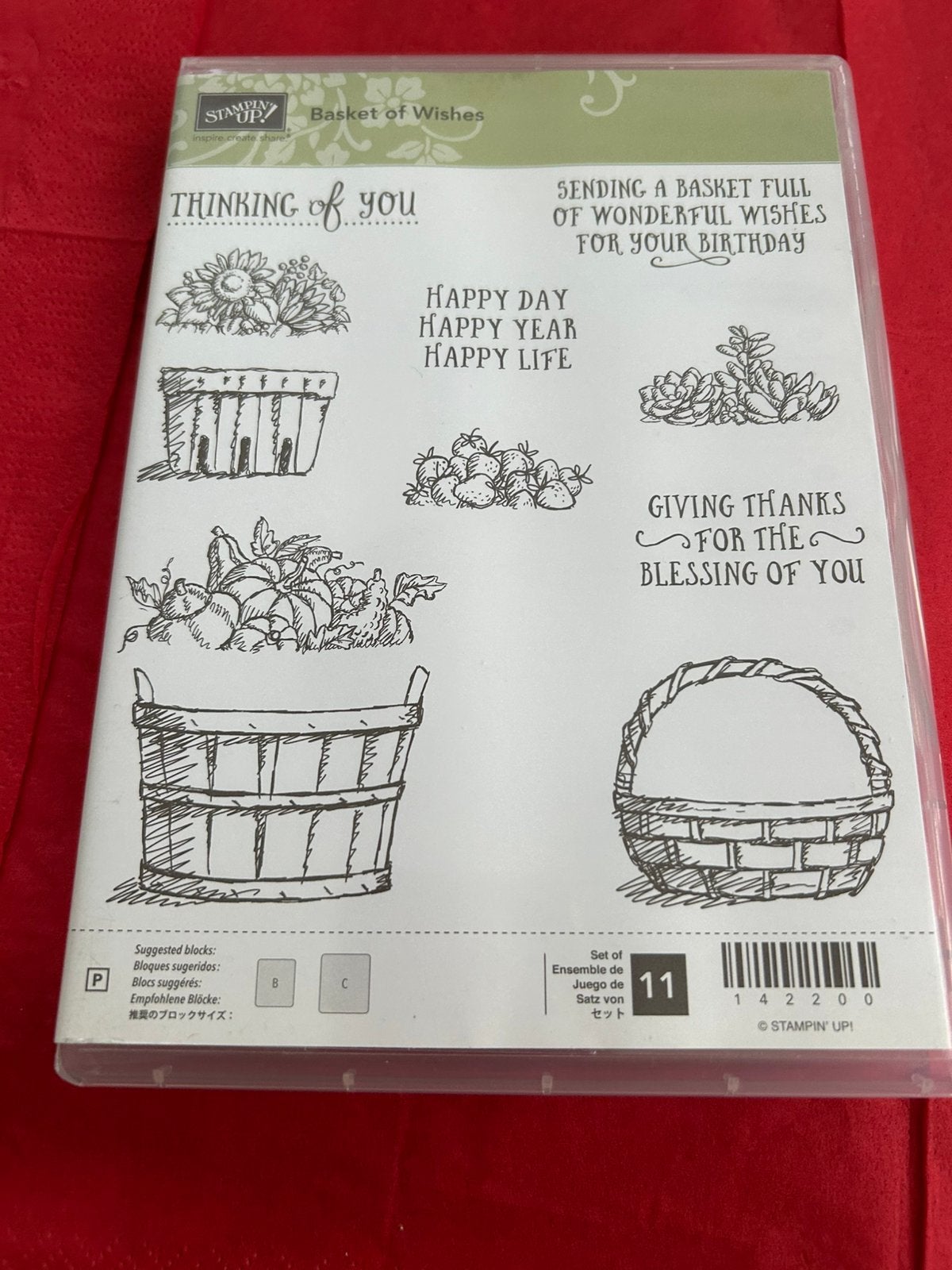 Stampin’ up Basket of Wishes stempelset, Ophalen of Verzenden, Zo goed als nieuw, Clearstamp