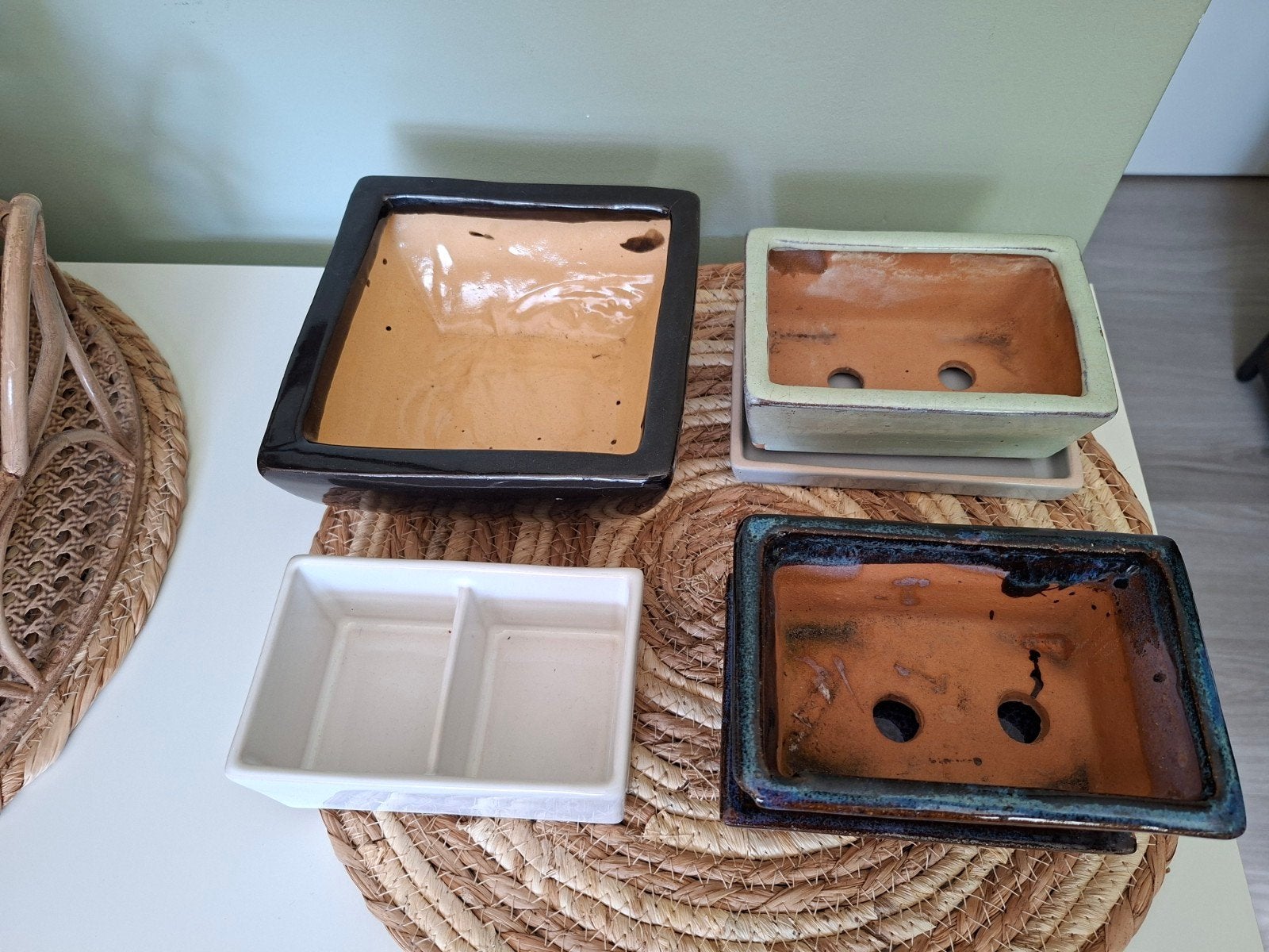 Bonsai boompje pot, Bonsaipotten met schotels, Tuin en Terras, Binnen, Ophalen of Verzenden, Zo goed als nieuw, Overige vormen