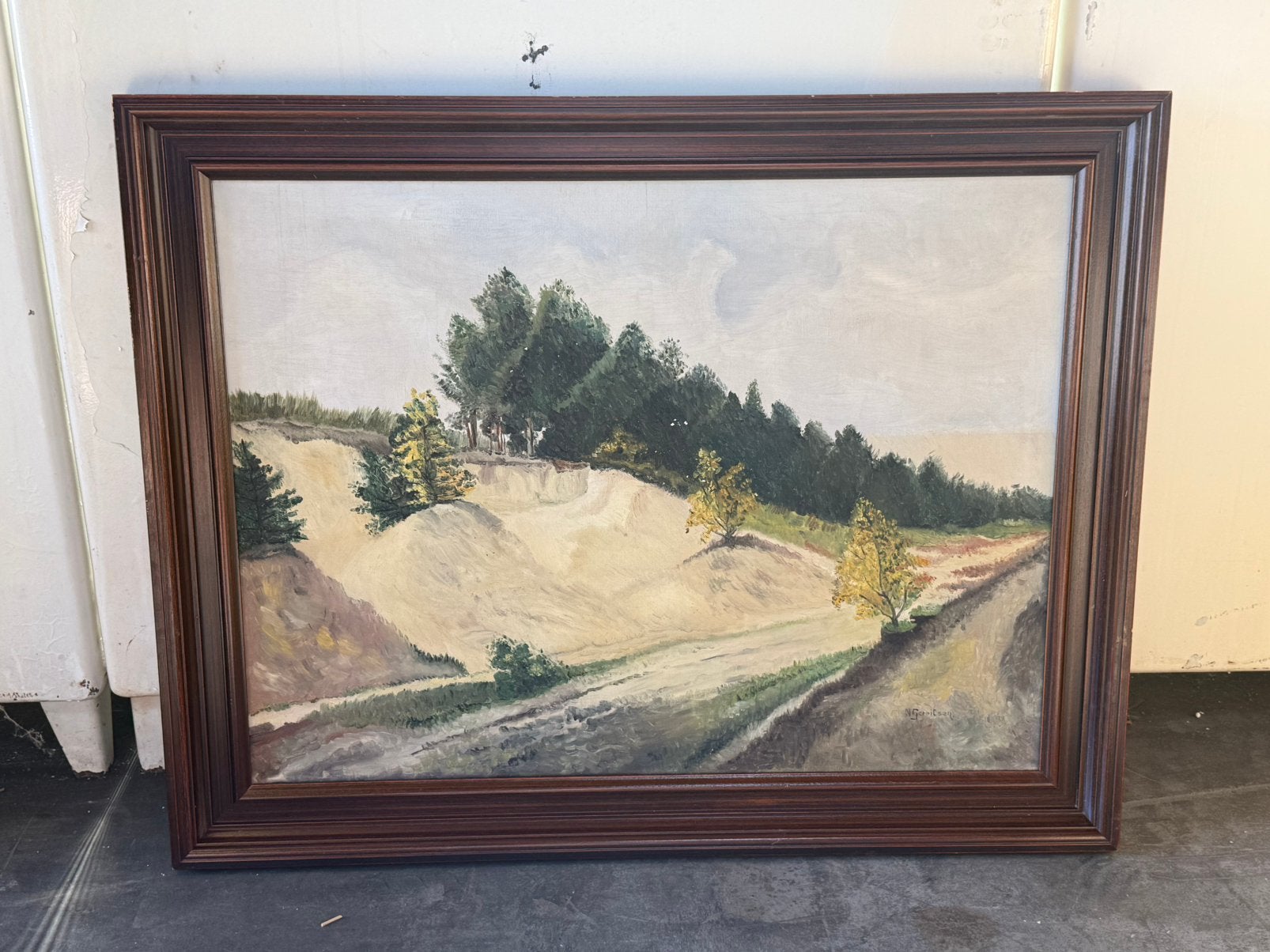 Schilderij de zandverstuiving, Ophalen