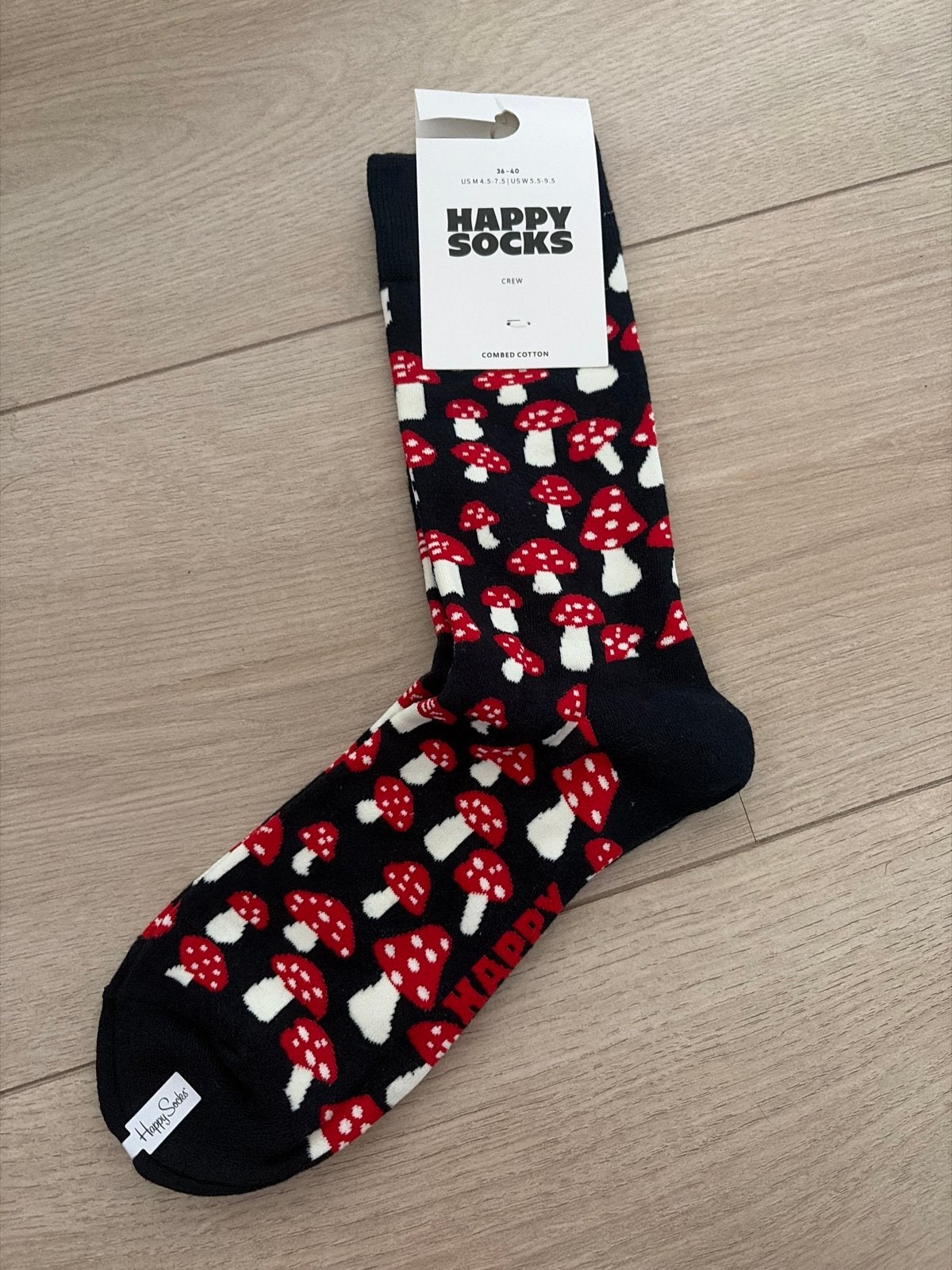 Happy Socks met paddestoelenprint - Nieuw, Sokken en Kniesokken, Verzenden, Zwart, Nieuw