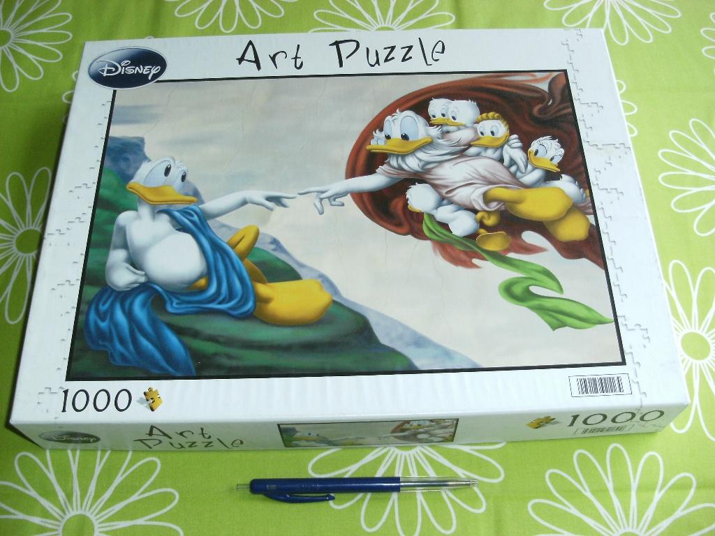 Disney Art puzzle - The creation of Donald 1000 stukjes, Ophalen of Verzenden, 500 t/m 1500 stukjes, Gebruikt, Legpuzzel
