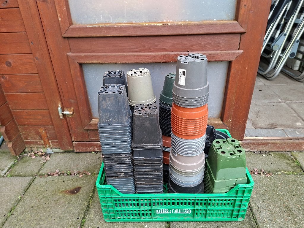bloempotjes, Ophalen, Gebruikt, Rond, Tuin