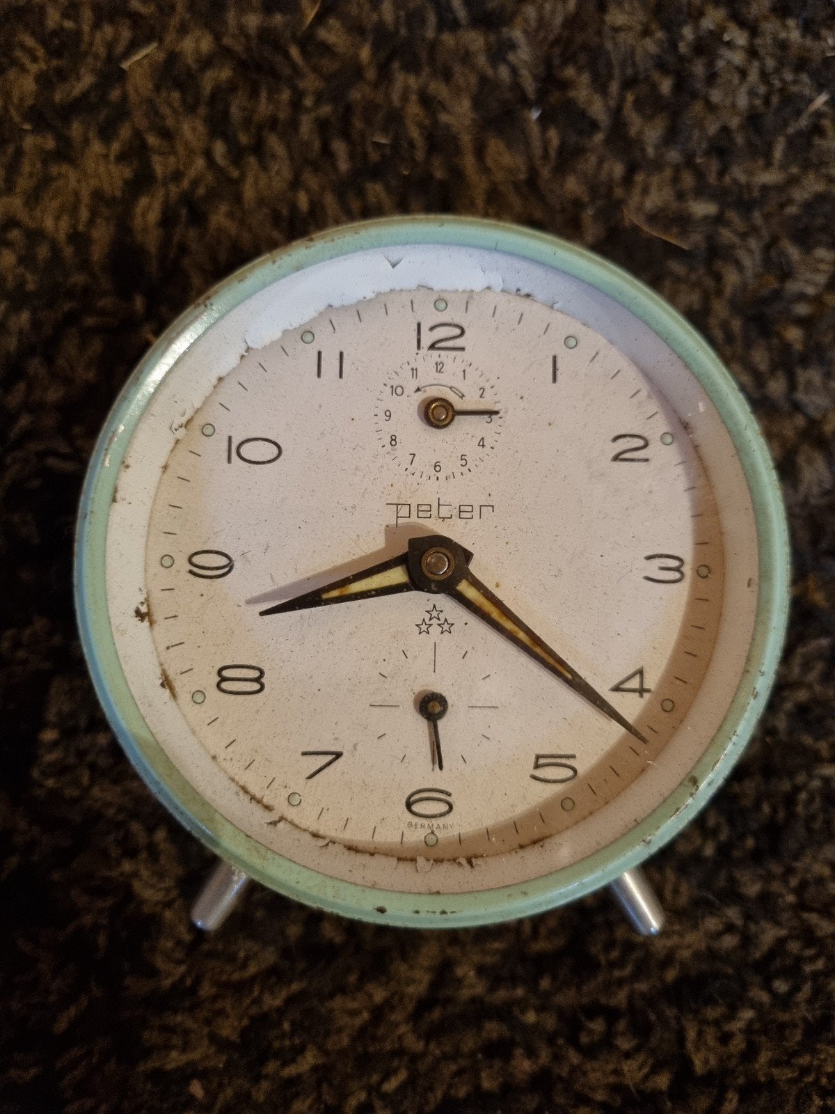 Vintage Peter wekker - Mintgroen, Ophalen of Verzenden