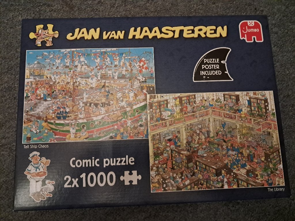 Jan van Haasteren Puzzels 2x1000 st  €15,-, Hobby en Vrije tijd, Ophalen, 500 t/m 1500 stukjes, Zo goed als nieuw