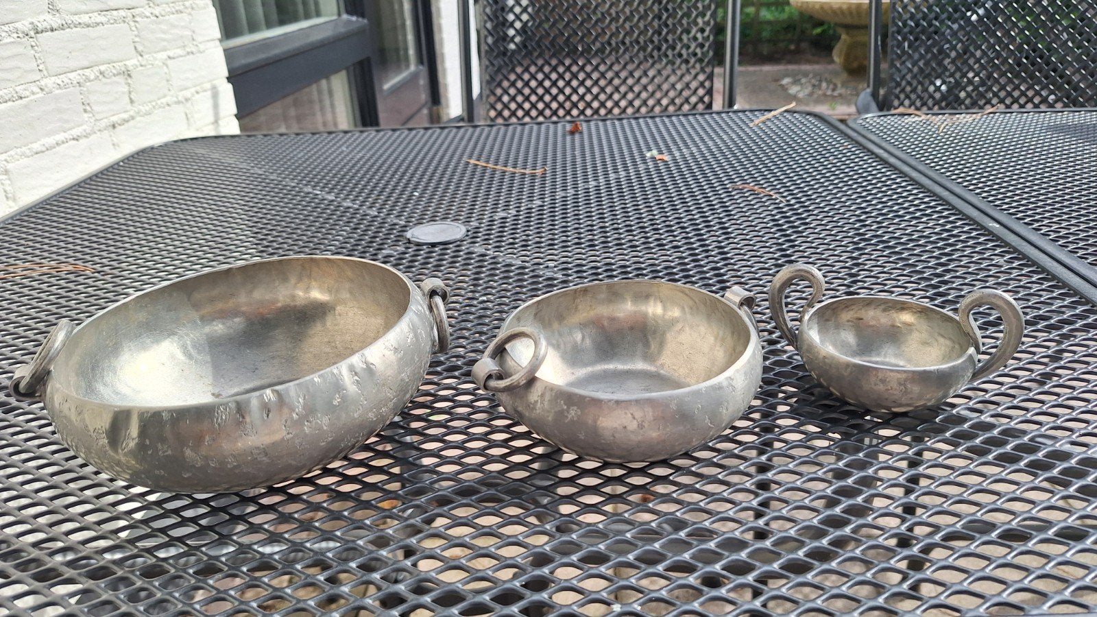 Set van 3 handgemaakte Noorse tinnen schalen- Skurdal Pewter, Ophalen of Verzenden