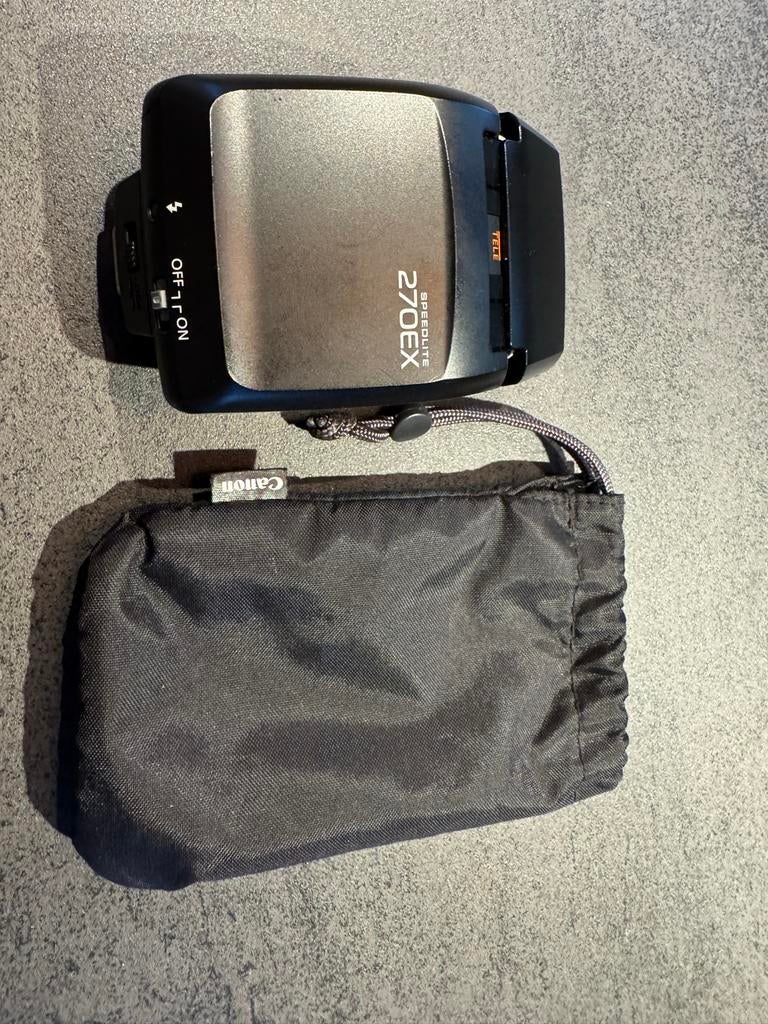 Canon Speedlite 270EX flitser met hoesje, Ophalen of Verzenden, Gebruikt, Canon