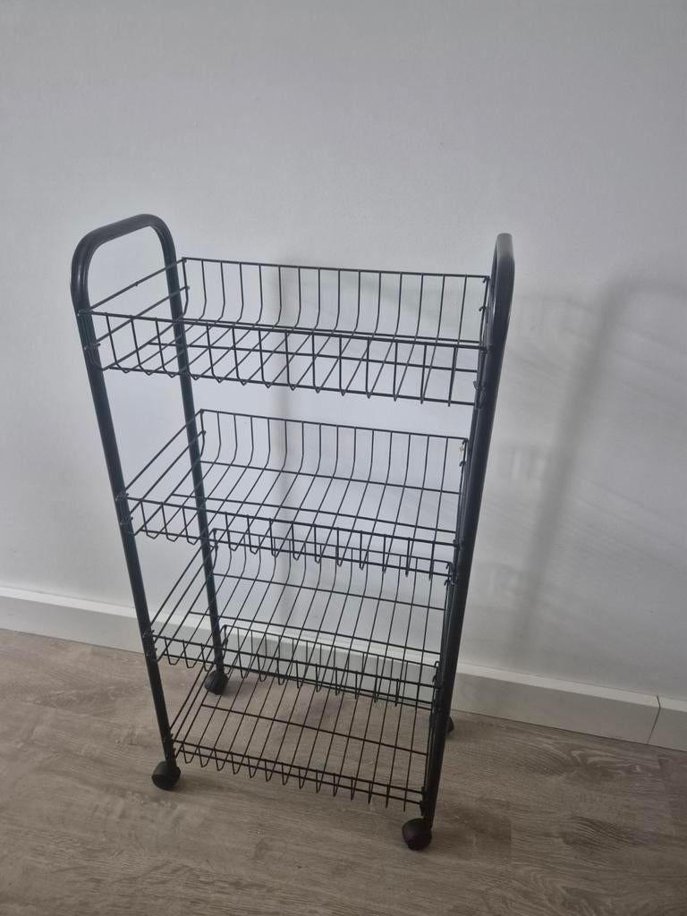 Zwarte metalen keukentrolley (4 rekken) Tomado, Huis en Inrichting, Ophalen, Gebruikt