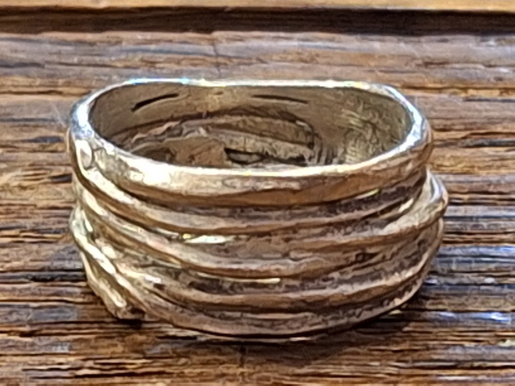 zilverkleurige ring, jaren 80, Nieuw, Ophalen of Verzenden, Dame, Zilver