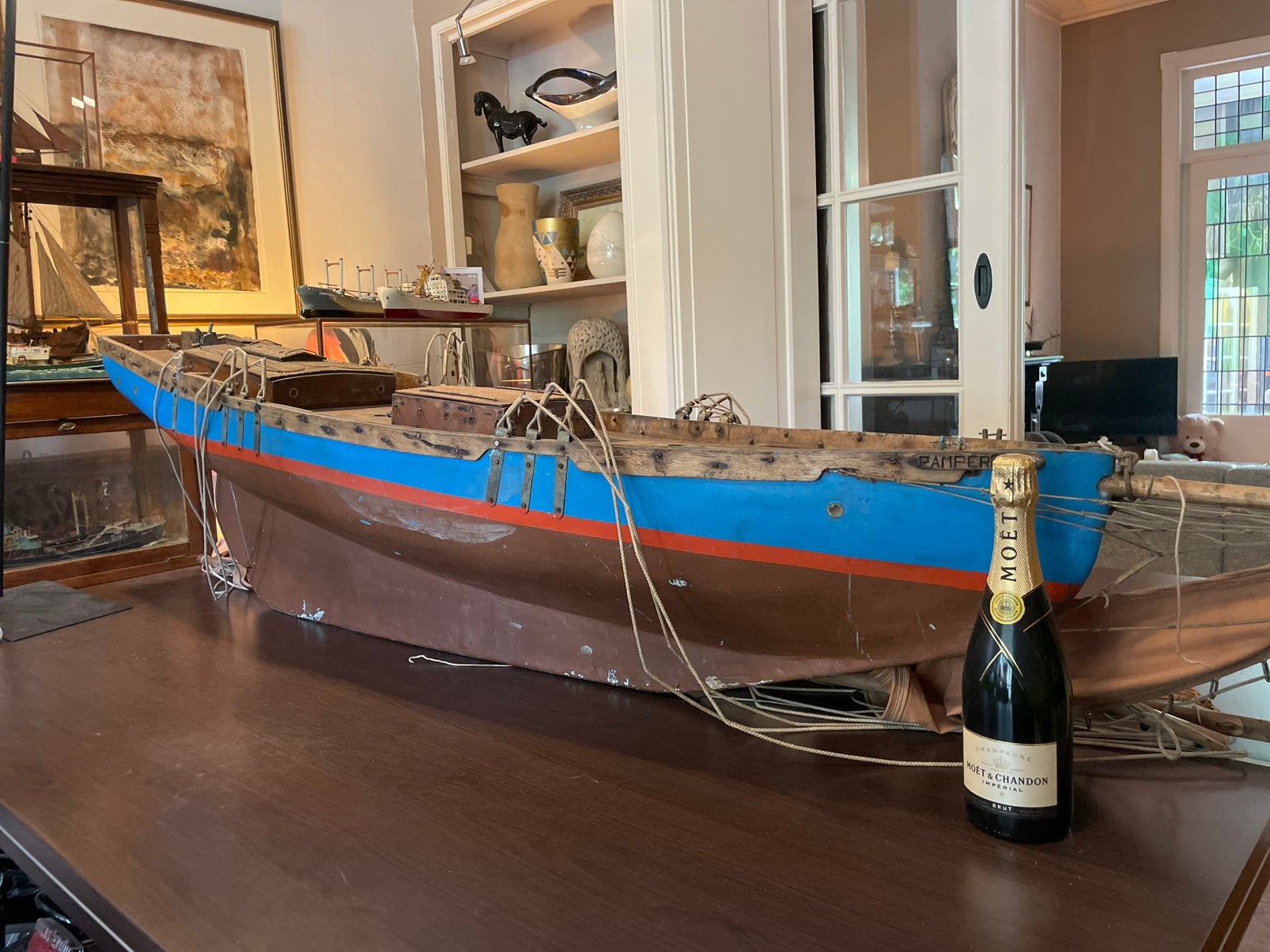 Monumentaal historisch vijverjacht PAMPERO – 2 meter – uniek, Ophalen