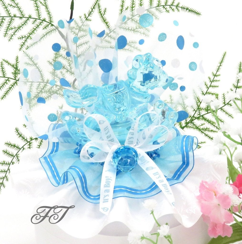 Prachtige blauwe schommel paardje als taarttopper., Ophalen of Verzenden, Nieuw, Feestartikel, Geboorte of Huwelijk