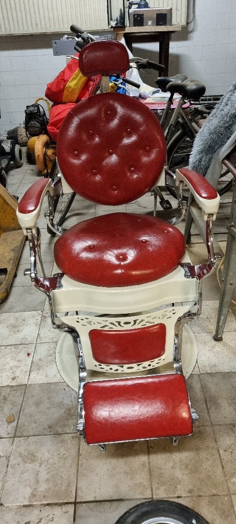 kapperstoel retro, Ophalen, Gebruikt, Rood