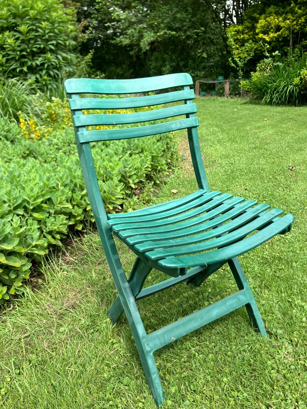 Tuinset - 4 klapstoeltjes met tafel, Tuin en Terras, Ophalen, Gebruikt, Kunststof