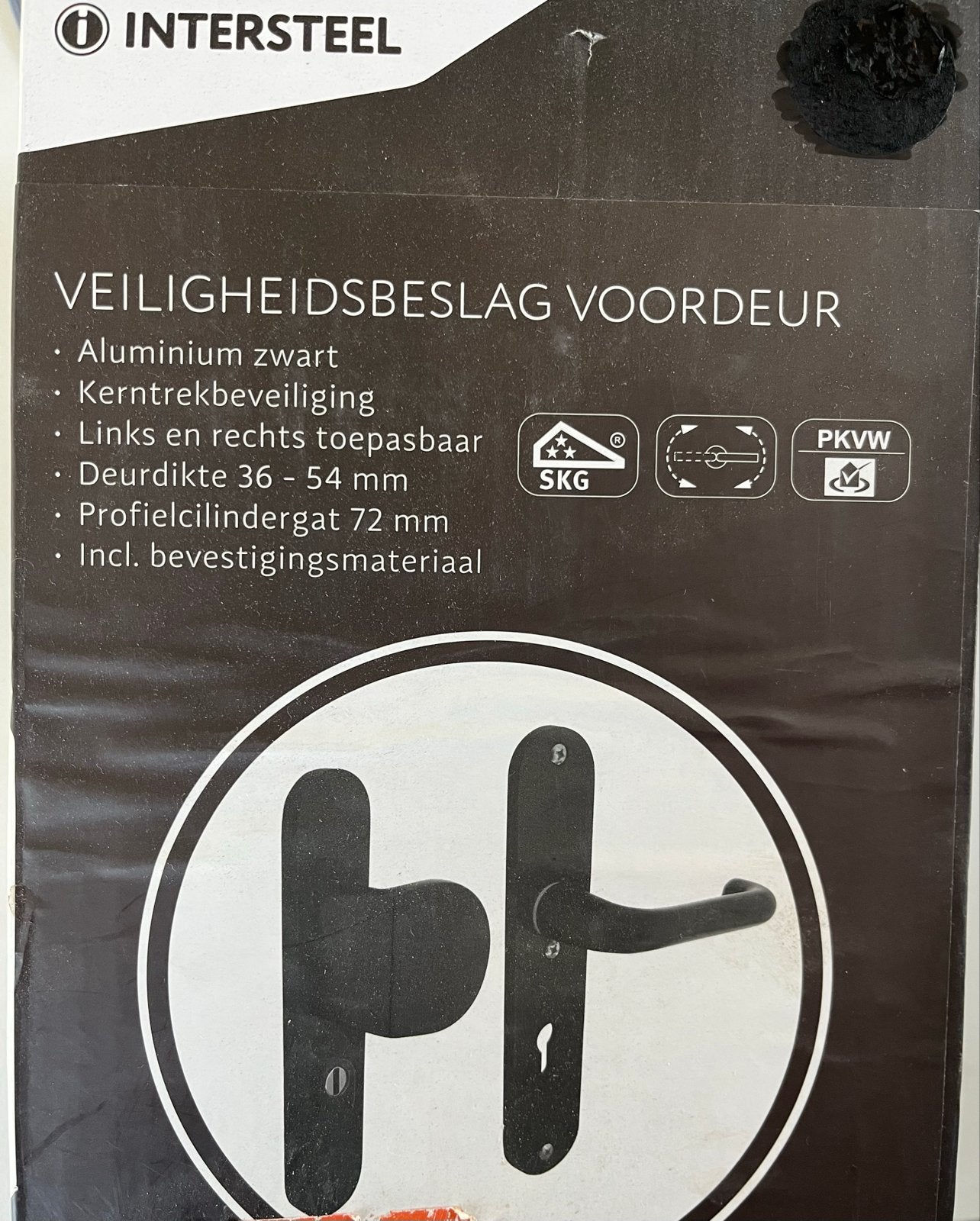 Intersteel Veiligheidsbeslag Voordeur Zwart - NIEUW!, Ophalen, Nieuw, Overige materialen, Klink of Kruk