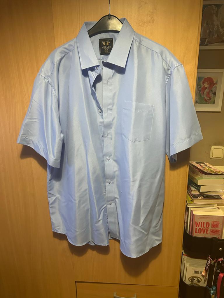 Amparo Heren overhemd - Lichtblauw - Maat 44 (XL), Kleding | Heren, Overhemden, Ophalen of Verzenden, Zo goed als nieuw, Blauw