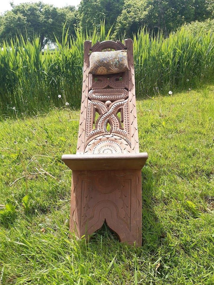 Surinaams houten vouw/ligstoet, Huis en Inrichting, Ophalen, Gebruikt, Bruin, Eén