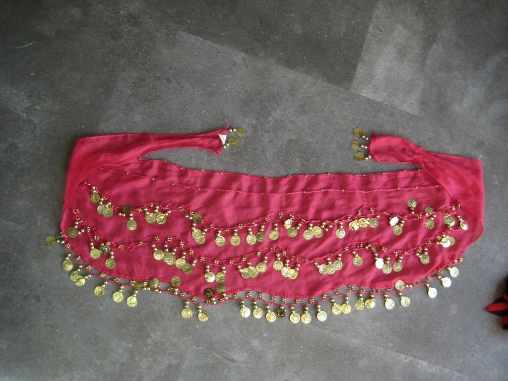 carnaval buikdans heupsjaal pink, Ophalen of Verzenden, Zo goed als nieuw, Carnaval, Accessoires