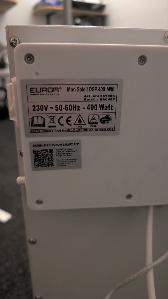 Eurom Mon Soleil Display 400 Wi-Fi infrarood kachel - 400W, Ophalen, Overige soorten, Elektrisch, Zo goed als nieuw