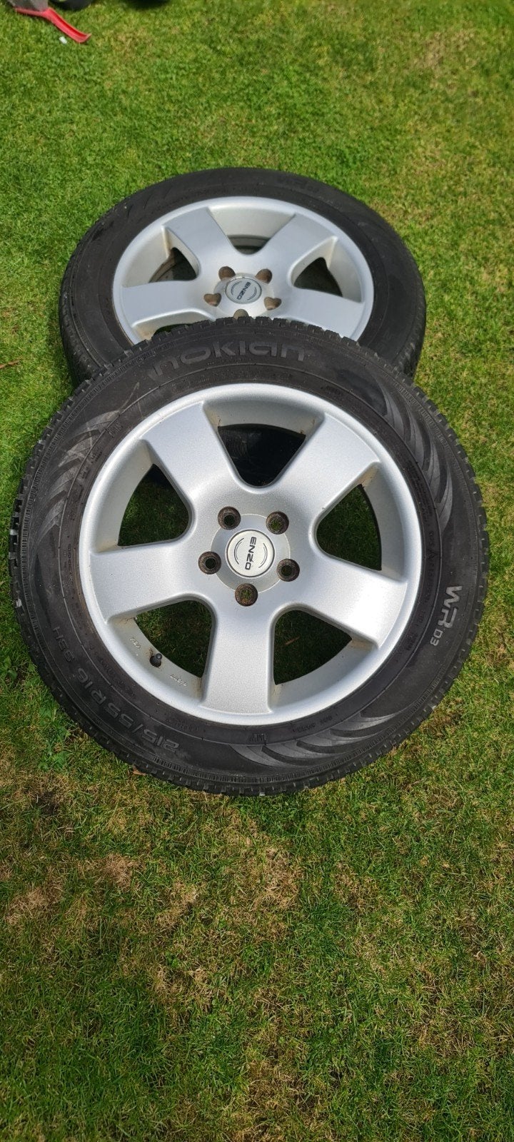 4 Nokian WR D3 winterbanden op Enzo velgen 215/55R16, Ophalen, 16 inch, Banden en Velgen, Winterbanden