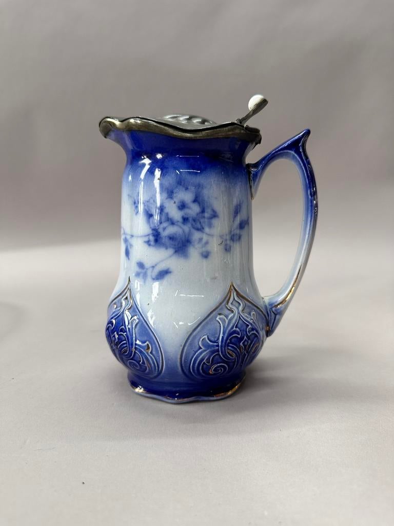 Antieke Art Nouveau kan met tinnen deksel – ca. 1900, Ophalen of Verzenden