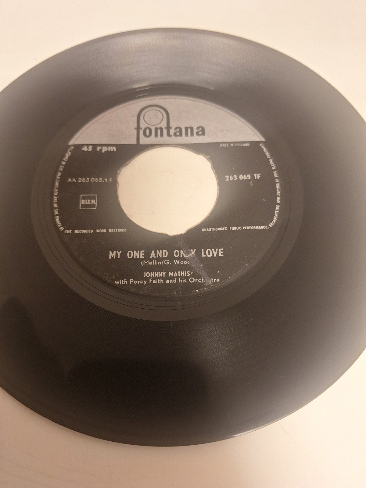Johnny Mathis - My one and only love, 1957., Verzenden, 7 inch, Pop