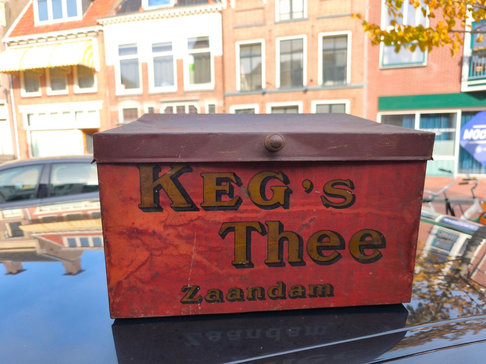 Vintage Keg's Thee Zaandam winkelblik - Klein formaat, Ophalen of Verzenden