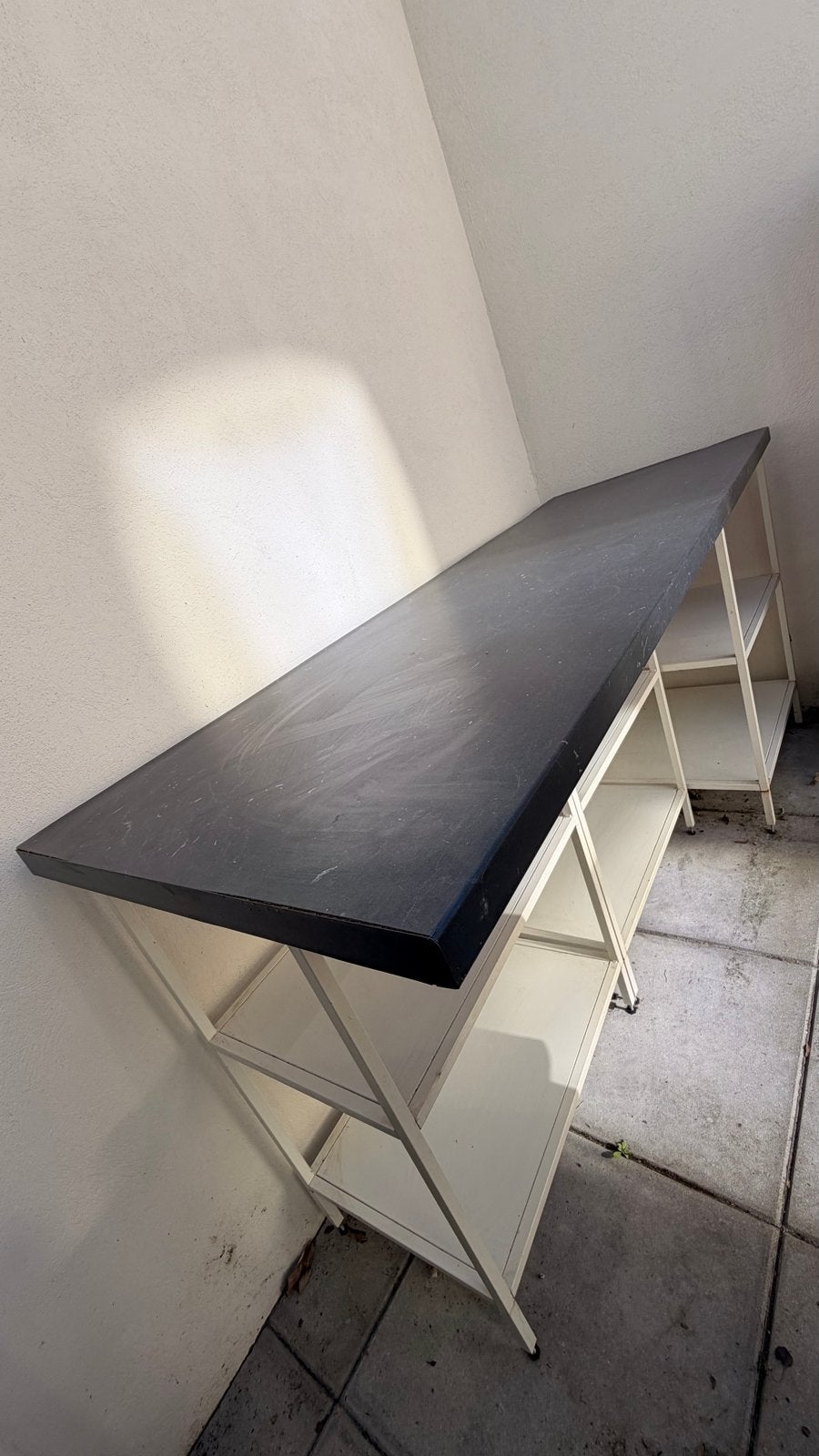 IKEA Lange werkbank/tafel met opbergplanken, Ophalen, Minder dan 45 cm, Gebruikt, Metaal of Aluminium